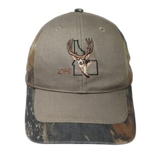 DHI Deer Strapback Hat Green One Size Adjustable Embroidered Legend